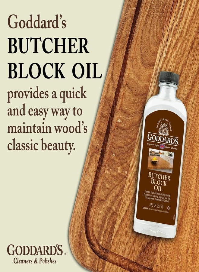 Goddard's Butcher Block Oil - Food Grade Mineral Oil for Wood Cutting Board, Clean & Hydrate Wooden Kitchen Utensils, 8 ounces - Image 2