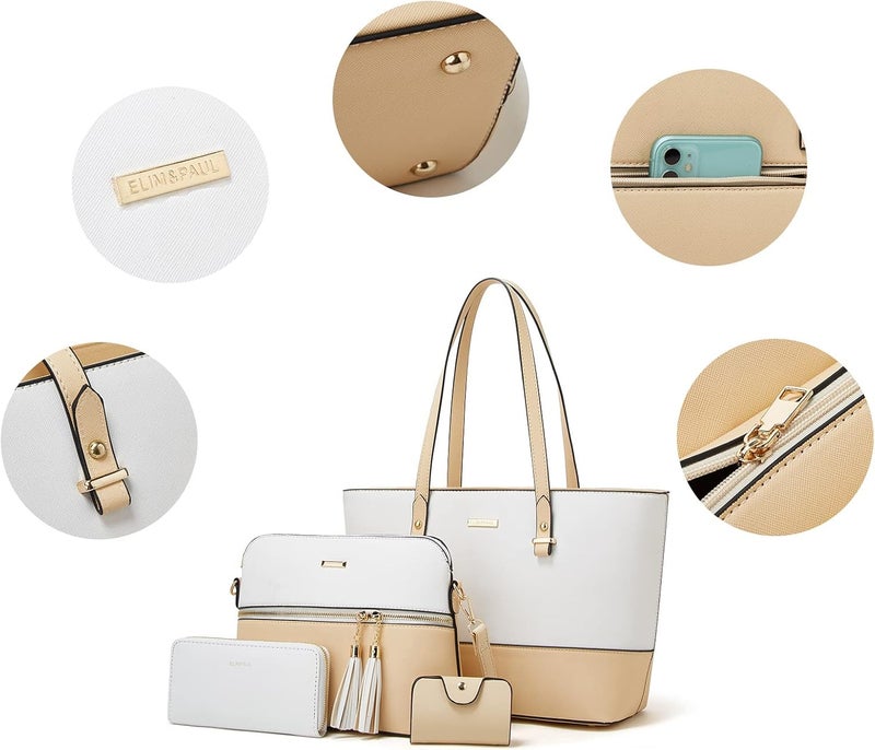 YTL Women Fashion Handbags Wallet Tote Bag Shoulder Bag Top Handle Satchel Purse Set 4pcs - Image 3