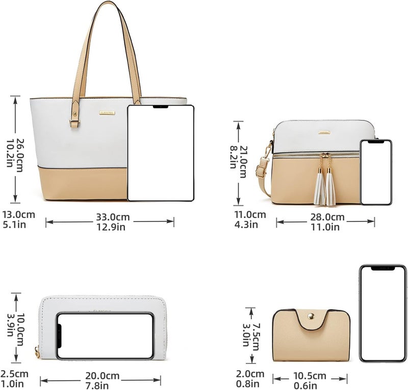 YTL Women Fashion Handbags Wallet Tote Bag Shoulder Bag Top Handle Satchel Purse Set 4pcs - Image 4