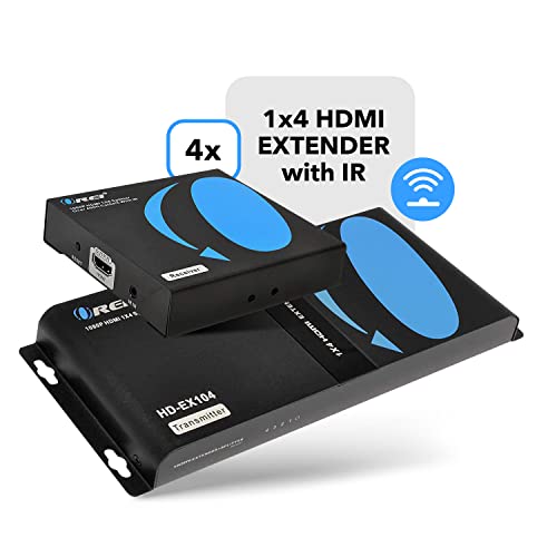 OREI 1x4 HDMI Extender Splitter Over Single Cable CAT6/7 1080P With IR Remote EDID Management - Up to 400 Ft - Loop Out - Low Latency Black - Image 5