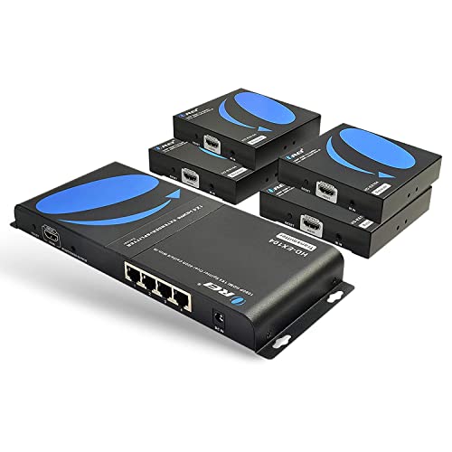 OREI 1x4 HDMI Extender Splitter Over Single Cable CAT6/7 1080P With IR Remote EDID Management - Up to 400 Ft - Loop Out - Low Latency Black - Image 1