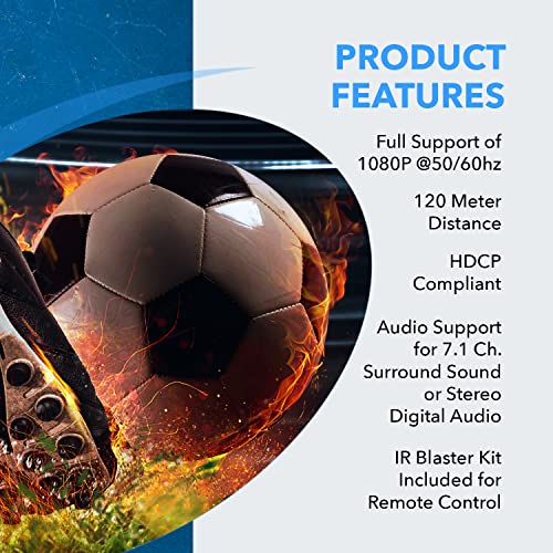 OREI 1x4 HDMI Extender Splitter Over Single Cable CAT6/7 1080P With IR Remote EDID Management - Up to 400 Ft - Loop Out - Low Latency Black - Image 3