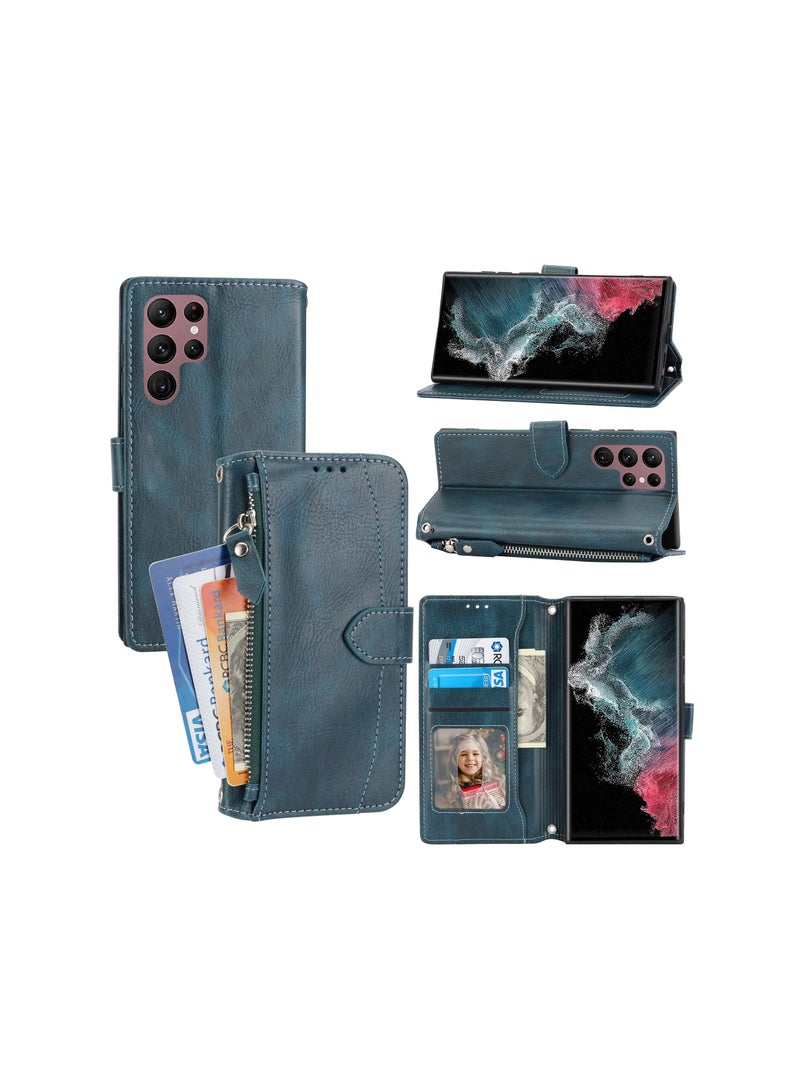 Suteni غطاء هاتف جلد مزود بفتحات بطاقات مع سحاب لسامسونج - Image 3