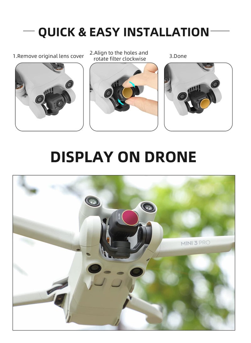 KASTWAVE Filter for DJI Mini 3 Pro UV Filter for Mini 3 Pro Filter Adjustable UltraLight Filter, Aviation Aluminum Frame Lens Filter Accessories (MCUV + CPL ND4 + ND8 + ND16 + ND32)  - Image 2