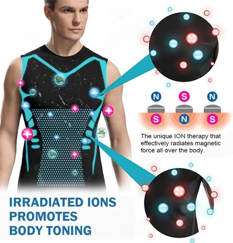 Men's Ionic Shaping Sleeveless Compression Vest for Body Enhancement - Image 2