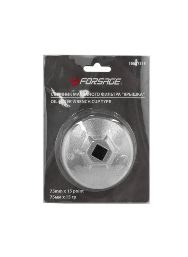 FORSAGE Oil filter wrench cup type 75mm x 15 point, in blister - Image 1