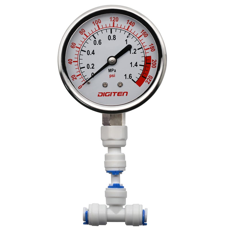 DIGITEN DIGITEN Water Pressure Gauge Meter 0-1.6MPa 0-220psi 1/4" f Reverse Osmosis System Pump¡  - Image 1