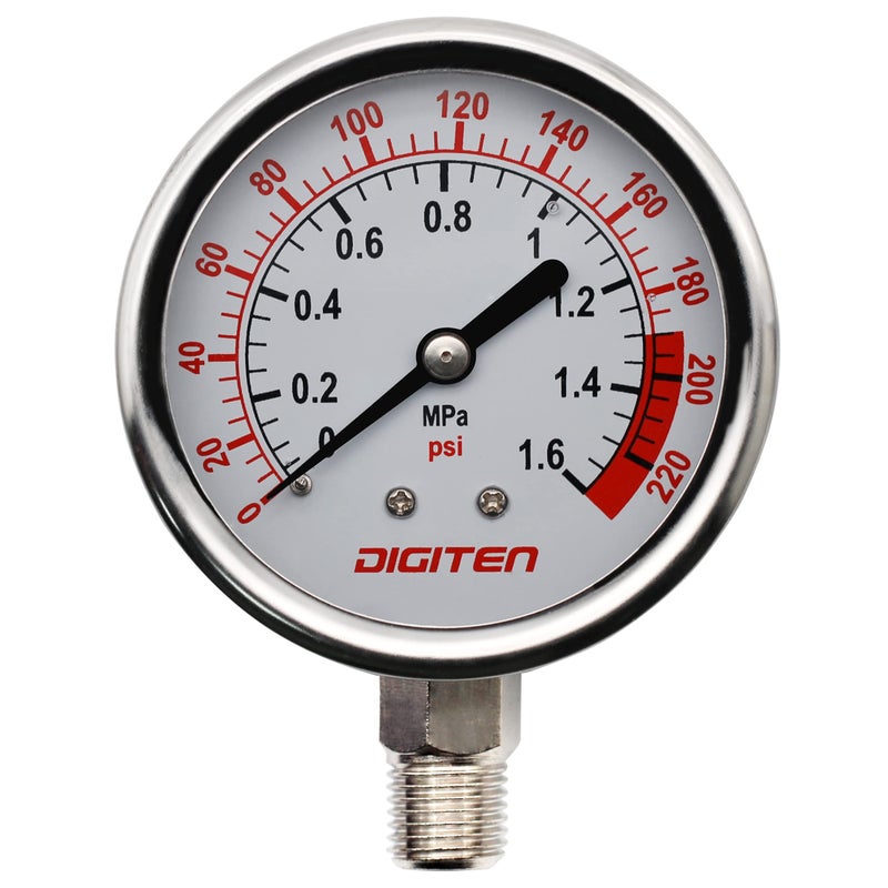 DIGITEN DIGITEN Water Pressure Gauge Meter 0-1.6MPa 0-220psi 1/4" f Reverse Osmosis System Pump¡  - Image 2