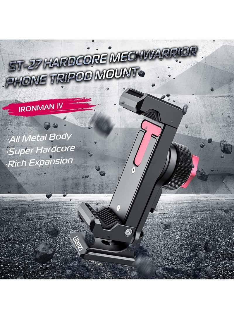 Ulanzi Arca-Swiss Cell Phone Tripod Mount Adapter w/ 3 1/4" Interfaces, 360° Adjustable Phone Tripod Bracket Holder for iPhone, Samsung & All Phones - Image 2