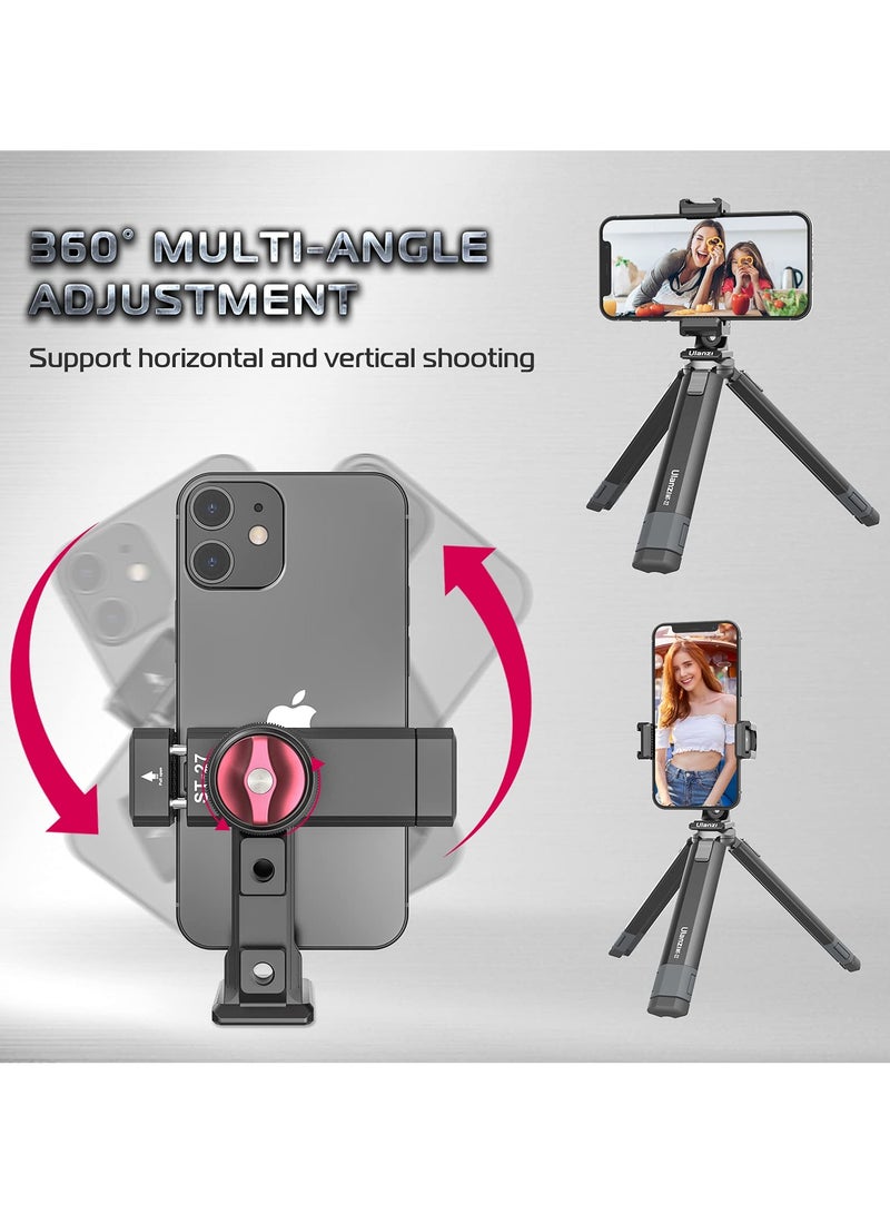 Ulanzi Arca-Swiss Cell Phone Tripod Mount Adapter w/ 3 1/4" Interfaces, 360° Adjustable Phone Tripod Bracket Holder for iPhone, Samsung & All Phones - Image 3