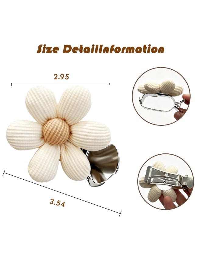 2 Pcs Beige Handmade Cotton Flower Curtain Tiebacks, No Drill Decorative Holdbacks For Bedroom Drape Window Decoration - Image 5