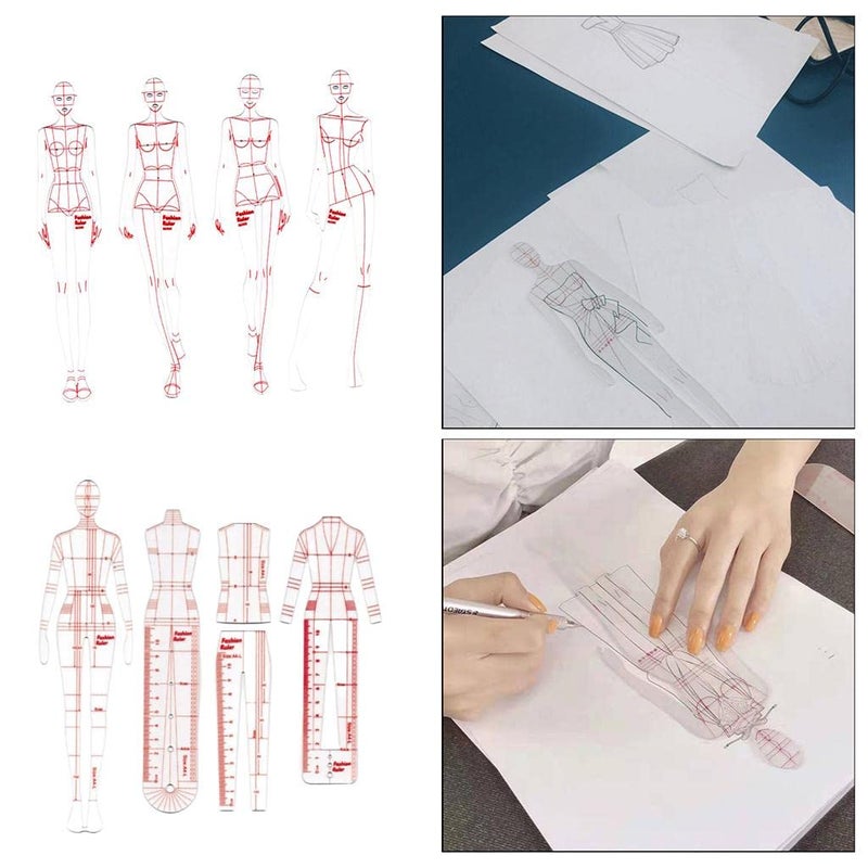 DYNWAVE 8 Pcs French Curve Template Ruler Set,Sewing Humanoid Patterns Design for Dressmaking, Tailoring, Fashion Designing - Image 5