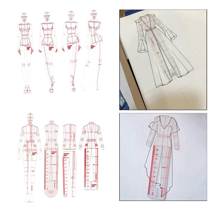 DYNWAVE 8 Pcs French Curve Template Ruler Set,Sewing Humanoid Patterns Design for Dressmaking, Tailoring, Fashion Designing - Image 4