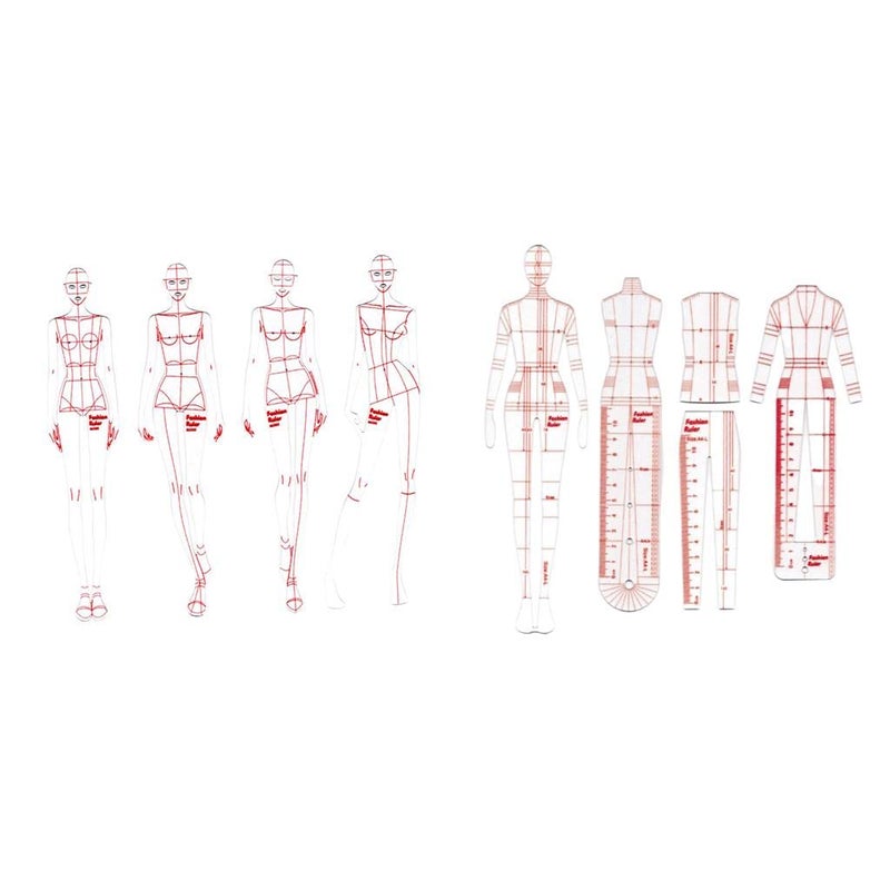 DYNWAVE 8 Pcs French Curve Template Ruler Set,Sewing Humanoid Patterns Design for Dressmaking, Tailoring, Fashion Designing - Image 1