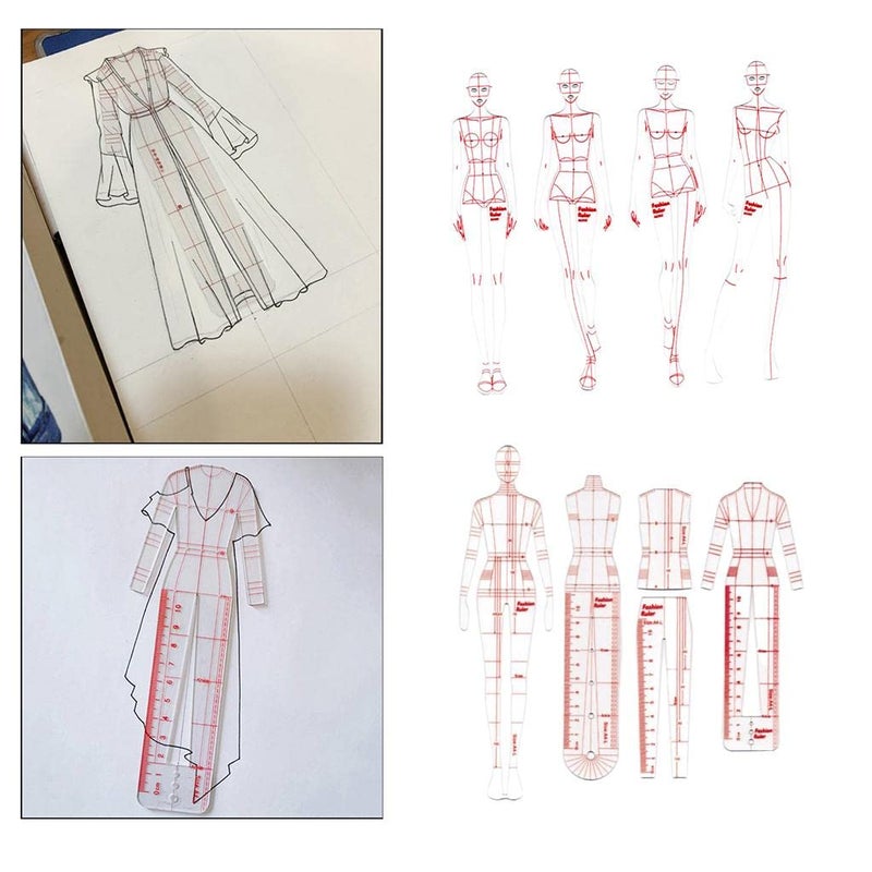 DYNWAVE 8 Pcs French Curve Template Ruler Set,Sewing Humanoid Patterns Design for Dressmaking, Tailoring, Fashion Designing - Image 3