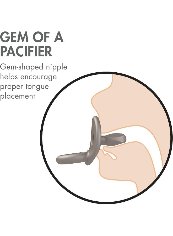Boon JEWL Biometric Silicone Baby Pacifier - 0+ Months - Neutral - Comfortable Silicone Orthodontic Baby Pacifiers with Soothing Gem Shaped - 2 Count - Image 4
