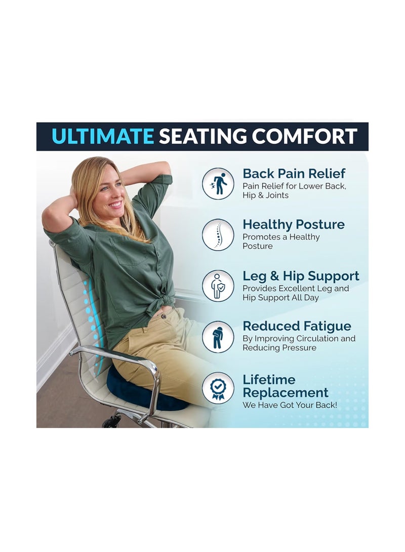 ComfiLife Gel Enhanced Seat Cushion – Office Chair Cushion – Non-Slip Gel & Memory Foam Coccyx Cushion for Tailbone Pain - Desk Chair Car Seat Cushion Driving - Sciatica & Back Pain Relief (Navy) - Image 4