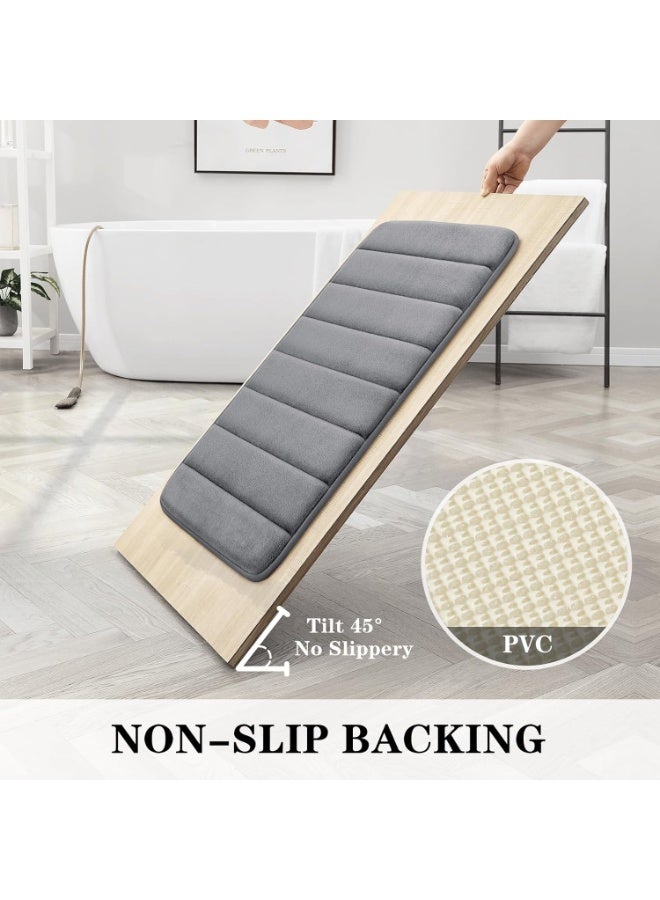 3 Pack Light Gray Coral Velvet Bathroom Rug Set, Non Slip Super Absorbent Soft Fluffy Bath Mats, Machine Washable Floor Mats for Shower, Toilet & Sink - Image 3