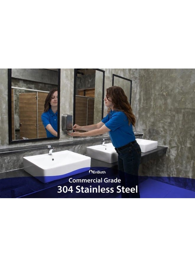 EnBath Commercial Soap Dispenser Wall Mount - Stainless Steel Wall Mounted Soap Dispenser for Bathroom - New Superior Design with Premium Grade Anti-Leak Pump and Corrosion-Proof Lining - Image 3