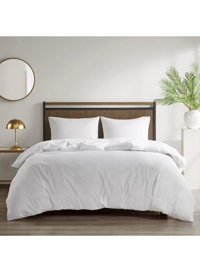 Sleep Philosophy Bed Guardian 3M Scotchgard Moisture Wicking Treatment Comforter Protector Duvet Cover with Zipper Flap - Waterproof, Full/Queen, White - Image 1
