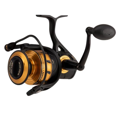 PENN بكرة صيد PENN Spinfisher VI للصيد في المياه الضحلة/القريبة، سحب أمامي HT-100، بحد أقصى 25 رطل | 11.3 كجم، مصنوعة من هيكل بكرة معدني بالكامل وتصميم بكرة، أسود/ذهبي، 5500 - Image 3