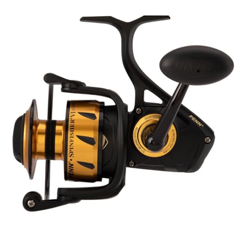 PENN بكرة صيد PENN Spinfisher VI للصيد في المياه الضحلة/القريبة، سحب أمامي HT-100، بحد أقصى 25 رطل | 11.3 كجم، مصنوعة من هيكل بكرة معدني بالكامل وتصميم بكرة، أسود/ذهبي، 5500 - Image 4