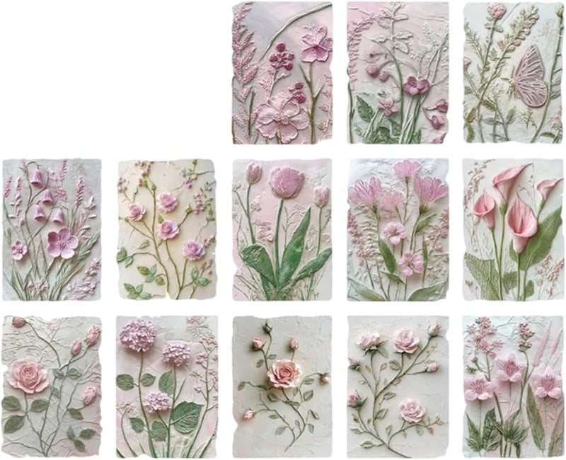 أوراق سكراب بوكينج جمالية مجموعة ورق فني مضغوط بالزهور لمجلات المخططات ألبوم بطاقة زخرفة - Image 2