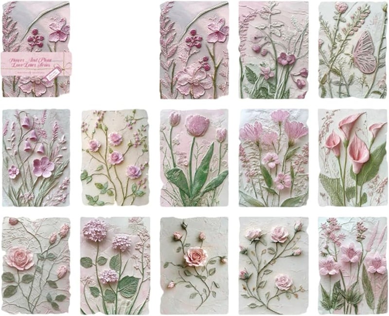 أوراق سكراب بوكينج جمالية مجموعة ورق فني مضغوط بالزهور لمجلات المخططات ألبوم بطاقة زخرفة - Image 4
