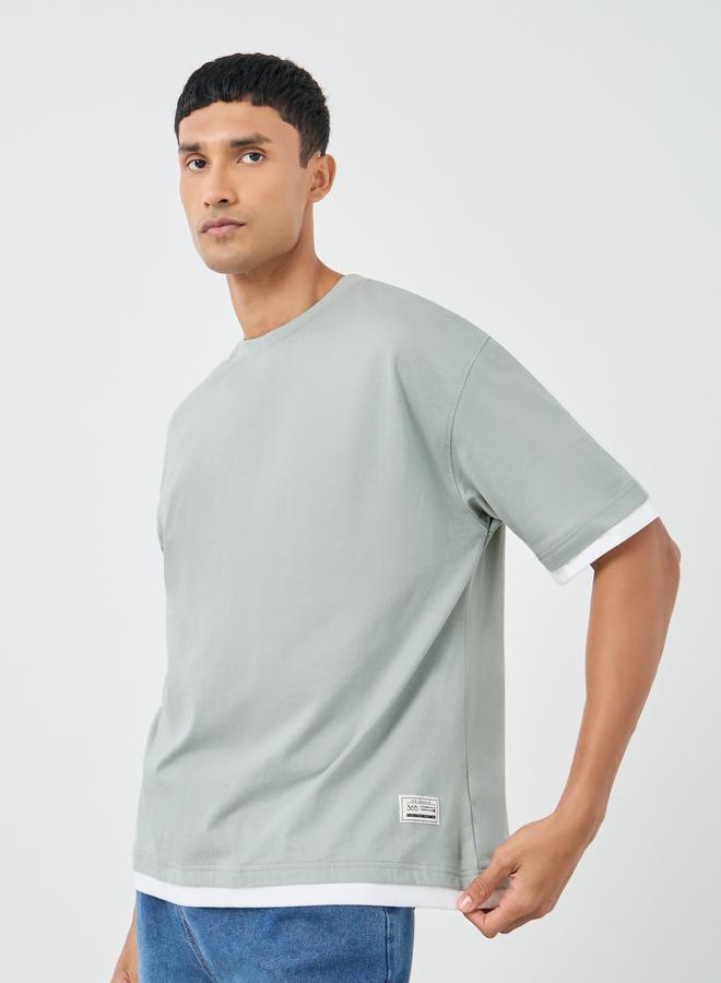 Styli Contrast Trim Pure Cotton Oversized T-Shirt - Image 1