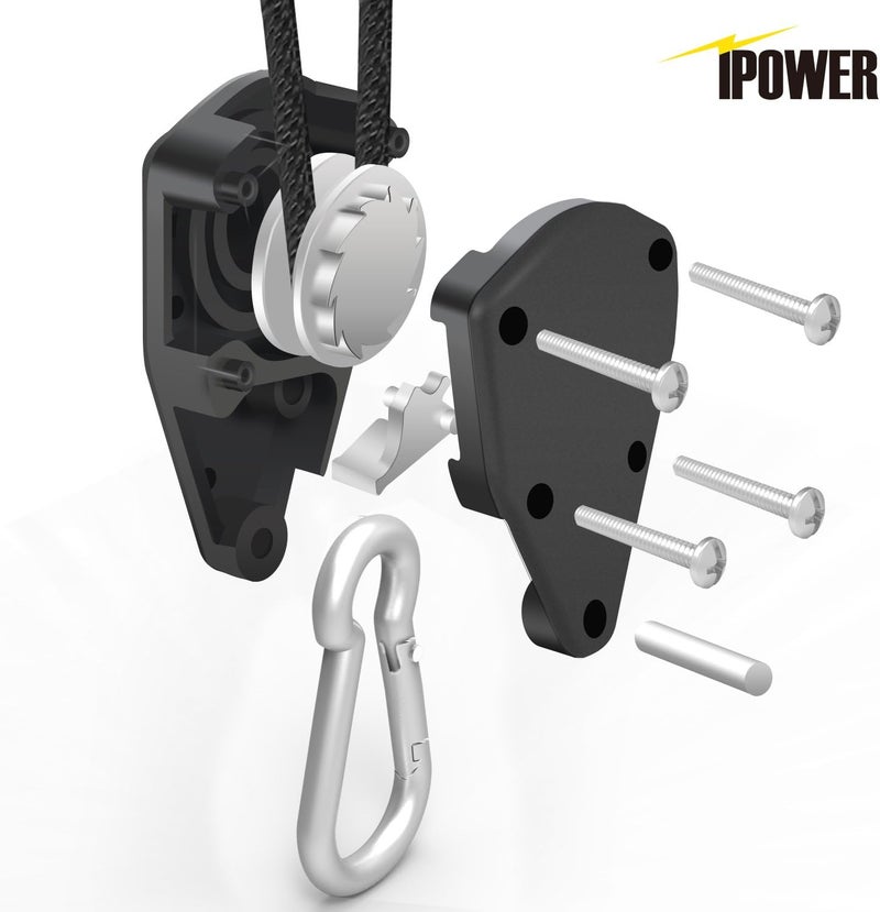 iPower GLROPEX6 6-Pair 1/8 Inch 8-Feet Long Heavy Duty Adjustable Rope Clip Hanger (150lbs Weight Capacity) Reinforced Metal Internal Gears, 6 Pack, black - Image 3
