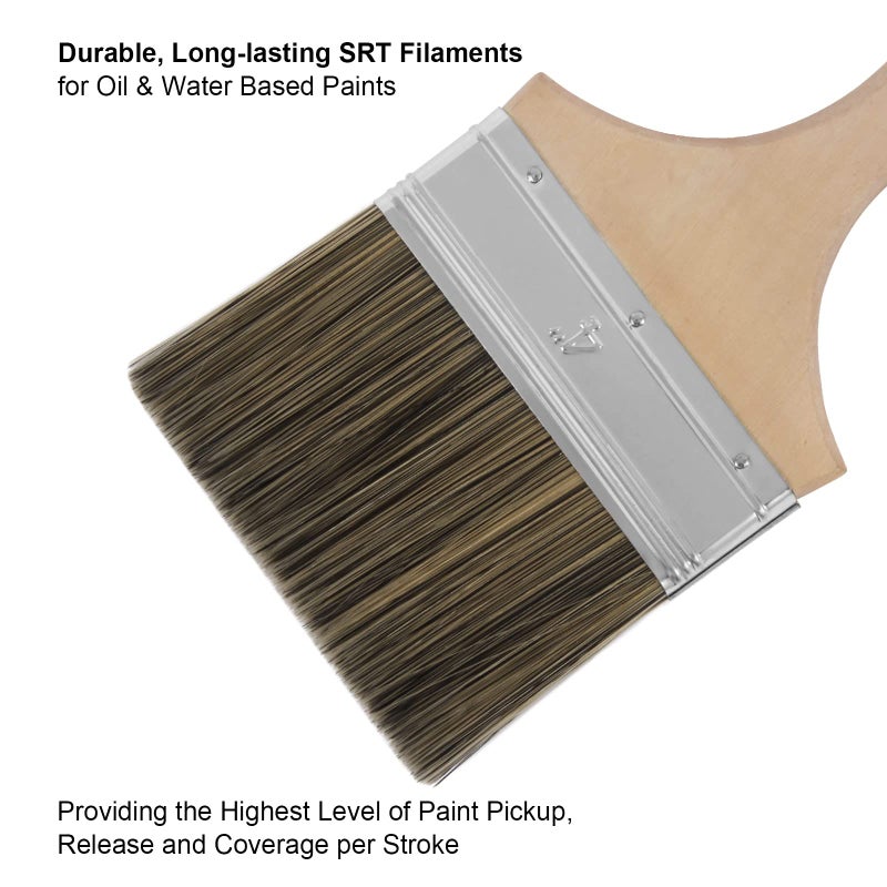 Genixart Double Thick Chip Paint Brush - Wood Stain Brushes for Painting Walls and Fence Staining - Wooden Handle Masonry Paintbrush for Varnish, Paste, Gesso and Limewash (4 inch) - Image 3