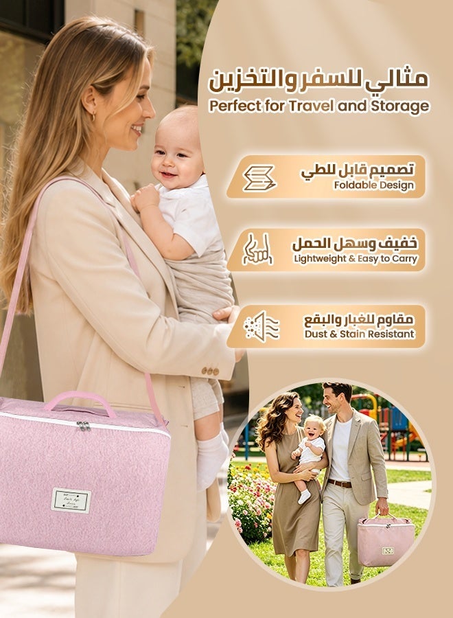 Aurlar Portable Foldable Baby Lounger with Pillow, Soft Breathable Removable Washable Cover, Adjustable Infant Nest with Carry Bag, 0-24 Months, Pink - Image 3