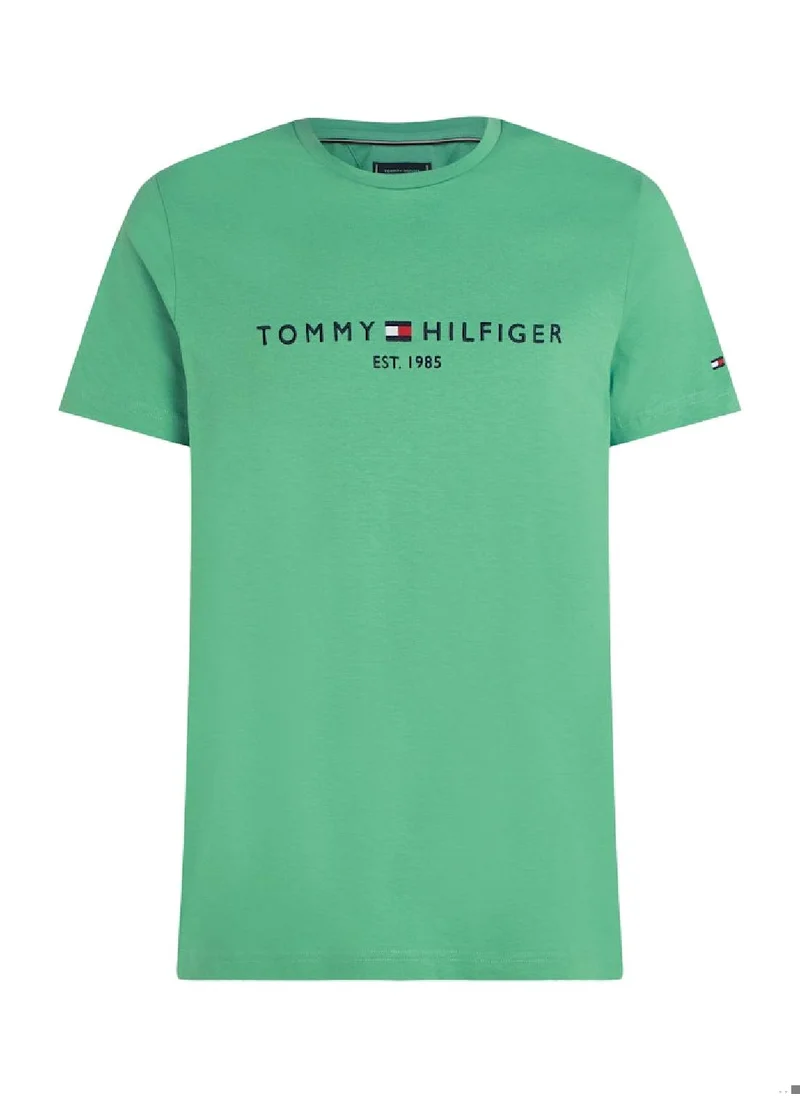 TOMMY HILFIGER Men's Logo T-Shirt - Cotton, Green