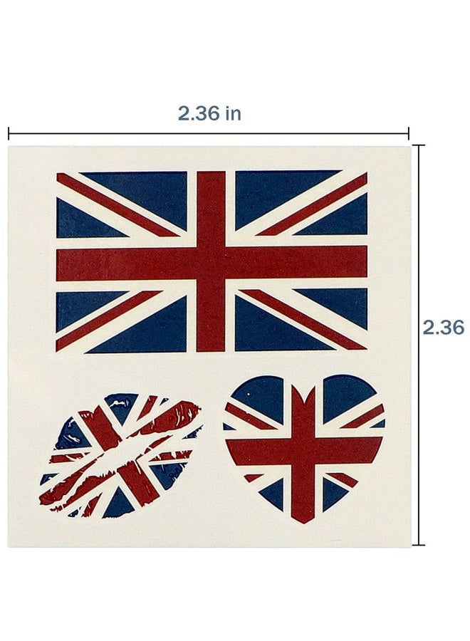 BXT Temporary Tattoo USA/UK | 50 Sheets Patriotic US, America Flag, British, United Kingdom, Union Jack Flag Sticker | Patriotic Party Supplies | for Kids Adults - Image 4