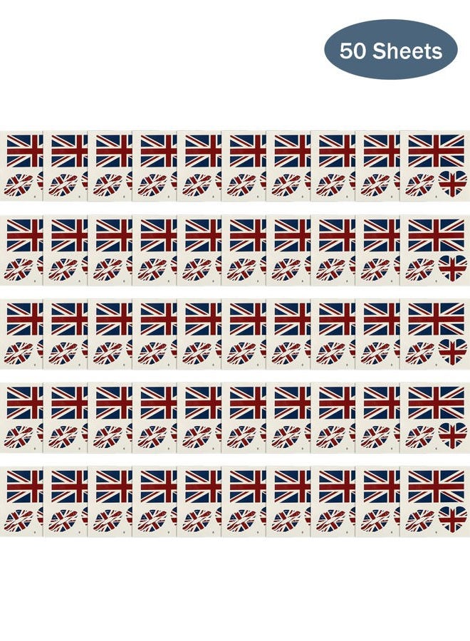 BXT Temporary Tattoo USA/UK | 50 Sheets Patriotic US, America Flag, British, United Kingdom, Union Jack Flag Sticker | Patriotic Party Supplies | for Kids Adults - Image 3