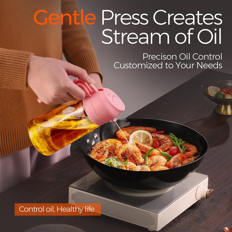 ‎YARRAMATE YARRAMATE 16oz/470ml Oil Sprayer for Cooking with Stickers, Food-grade Premium 2 in 1 Olive Oil Dispenser Bottle for Kitchen Gadgets, Air Fryer, Salad, Frying, BBQ (Pink) - Image 4
