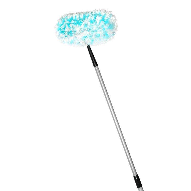 Fuller Brush Fuzzy Fan Duster  Dust  Clean Ceiling Fans Walls Woodwork  Polystatic  Microfiber Grabs  Holds Dust Lint Cobwebs  Dirt  Fan Duster with Handle Teal