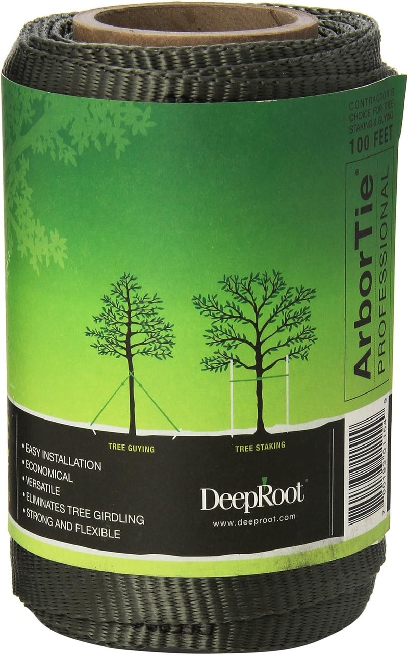 DeepRoot Store ArborTie Tree Straps for Staking and Guying, Flexible Tree Support Straps, Versatile Tree Rope, Tree Ties For Street Trees, Orchards, and Landscape Trees, 100’ Roll, Olive (AT 1G) - Image 2
