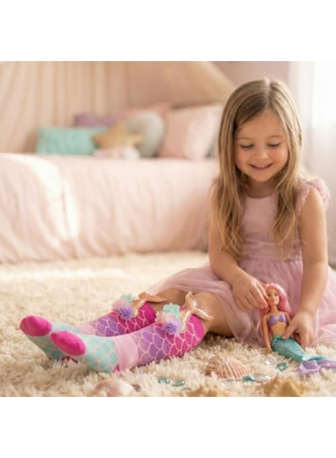 Glitters Funky 3D High Socks for Kids & Teens | Mermaid Tail Knee-High Socks | Cute Cartoon Design with 3D Flowers | Soft Stretchable Fabric - Image 3