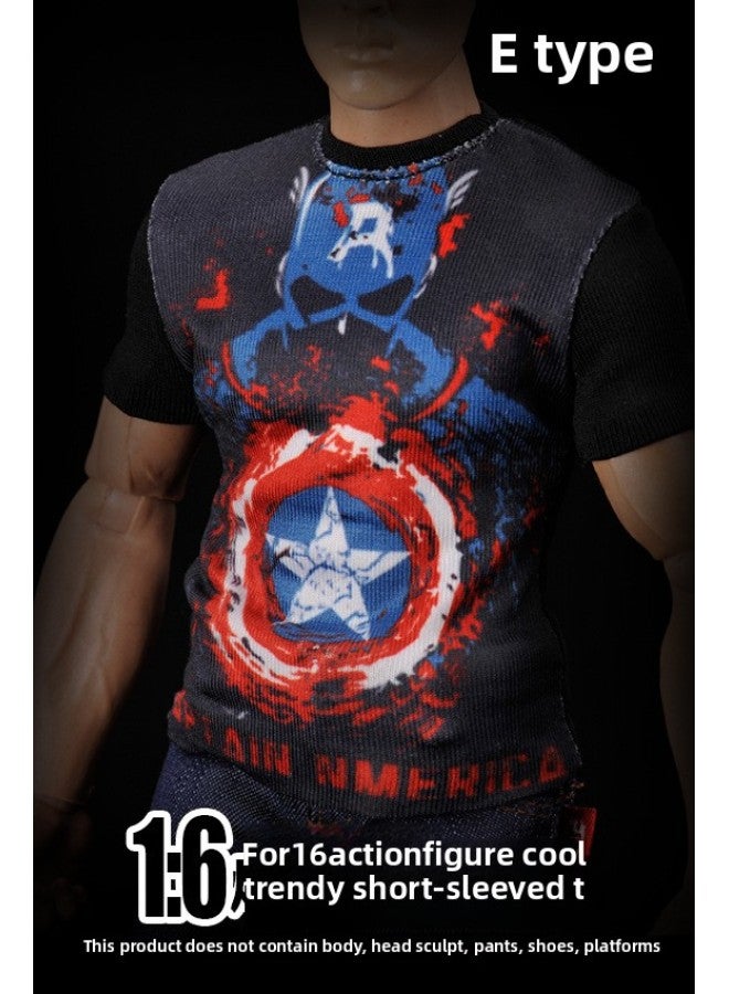 Baddeus Direct 1/6 Scale Mini Toy Clothing Fashion Trend T-shirt Model 12 Inch Soldier Accessories-Color:Section E - Image 1