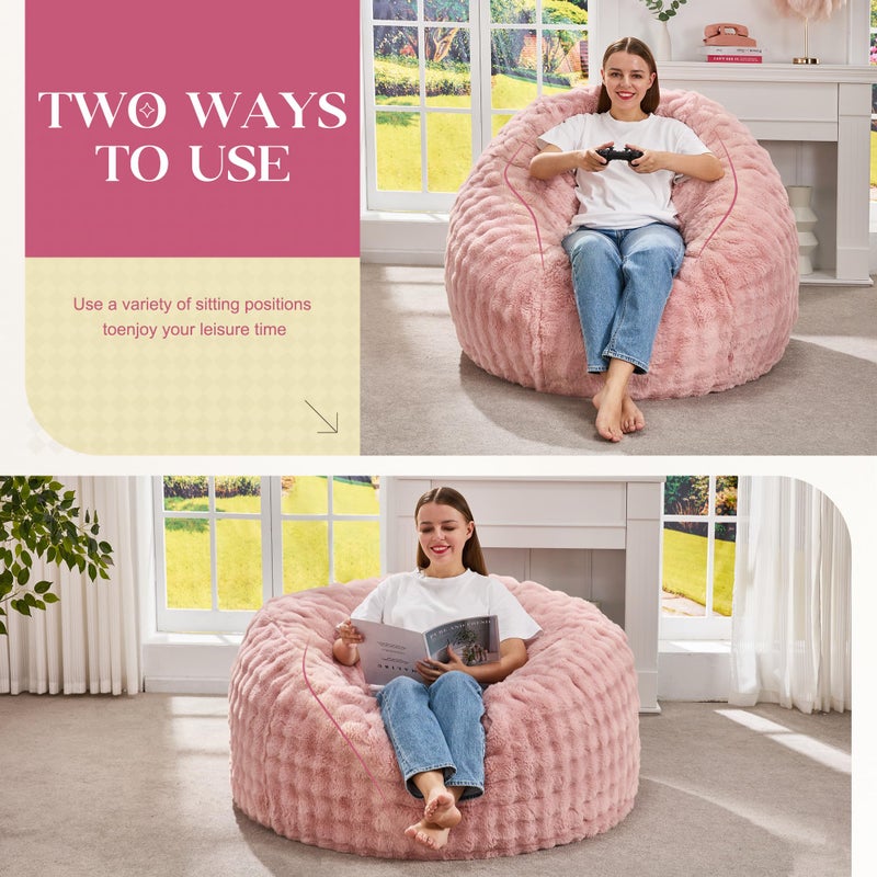 Hobestluk Bean Bag Chairs Beanbag Chair with Filler Adult Bean Bags with Fluffy & Machine Washable Cover, Giant Bean Bag Chairs for Aduts (Pink, 3FT-36" x 36" x 22") - Image 3