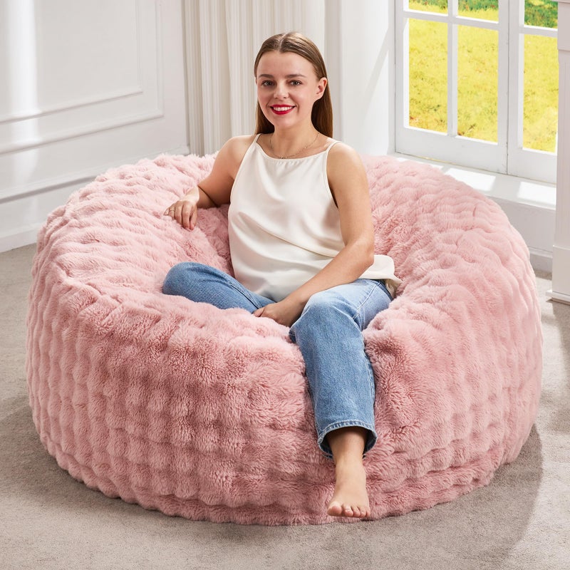 Hobestluk Bean Bag Chairs Beanbag Chair with Filler Adult Bean Bags with Fluffy & Machine Washable Cover, Giant Bean Bag Chairs for Aduts (Pink, 3FT-36" x 36" x 22") - Image 1