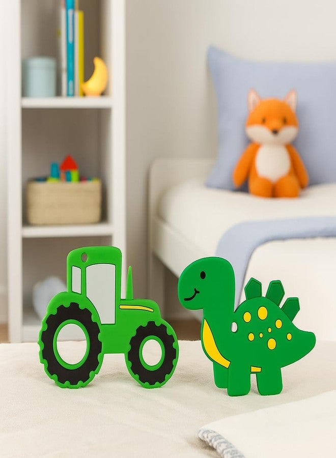 DTR Creation Silicone Baby Teether Set – Green Tractor & Green Dinosaur | BPA Free, Food-Grade, Soft & Chewable | Easy Grip | Lightweight & Safe for Babies (0–3 Years) | Pack of 2 - Image 5