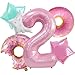 Dokuna Two Sweet Birthday Decorations Number 2 Balloons Dokuna 6 Pcs 40 Pink Donut Balloons for 2nd Birthday Decorations Two Sweet Party Balloons - Image 2