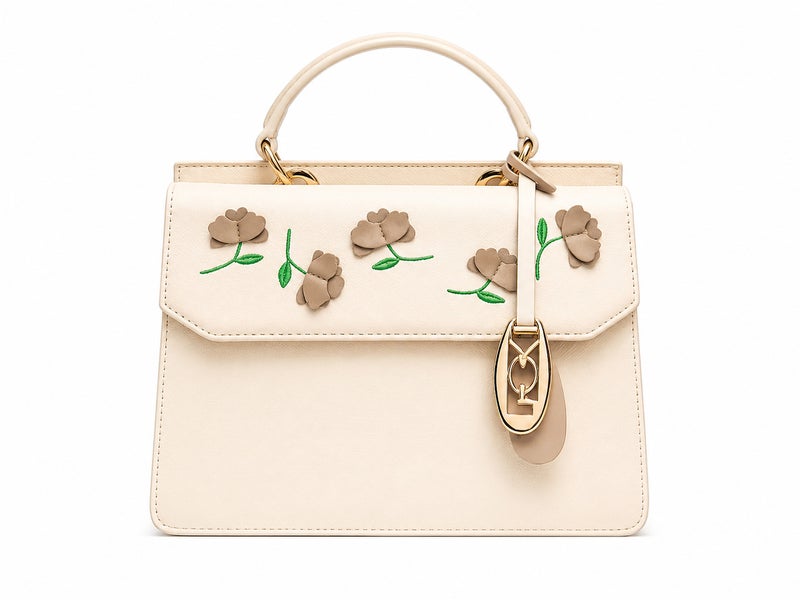 Women's Elegant Floral Embroidered Handbag with Adjustable Shoulder Strap - Image 1