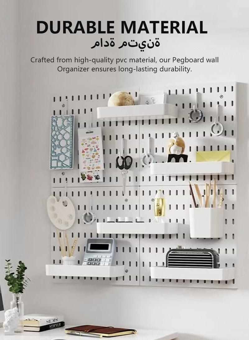ديبتر 4 قطع من مجموعة أدوات تنظيم الجدران Pegboard ، لوح عرض مثبت على الحائط ، تعليق معياري لمنظم الجدران ، مناسب لتخزين الجدران ، تشطيبات الفنون والحرف اليدوية ، عرض زخرفي (أبيض) - Image 3