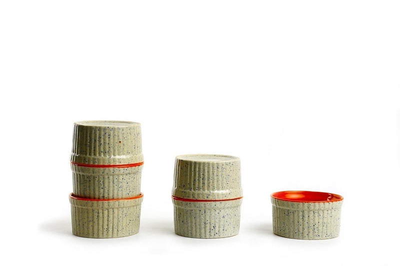 Caffeine Ceramic Handmade Matte Cream orange ramekin Bowl set of 6 - Image 2