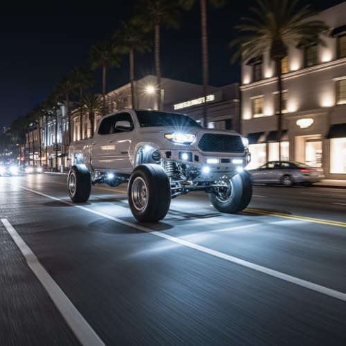 YONEDA 20 Pods White Rock Lights 6000K 42LED Ultra Bright LED Underglow Lights IP68 Waterproof for Trucks SUV UTV ATV RZR Car Boats Pickup Motorcycle with 39.37ft Extension Wire - Image 3