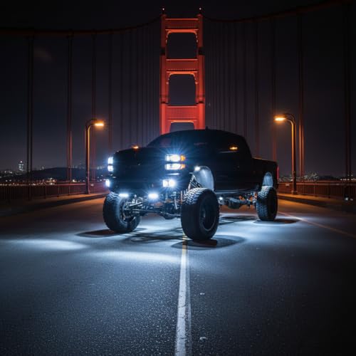 YONEDA 20 Pods White Rock Lights 6000K 42LED Ultra Bright LED Underglow Lights IP68 Waterproof for Trucks SUV UTV ATV RZR Car Boats Pickup Motorcycle with 39.37ft Extension Wire - Image 4