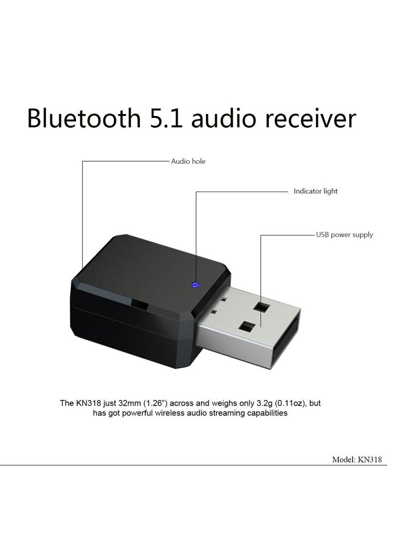 USB Audio Receiver Portable Lightweight Not Need To Use 3.5mm Cable 10m/32.8ft Bluetooth USB Transmitter with 3.5mm AUX Cable for KN318 - Image 3